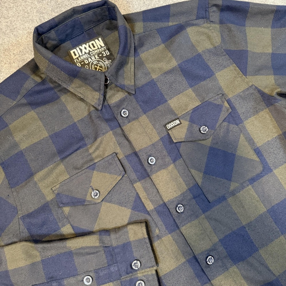 Dixxon Flannel Company Shirt Mens LT Blue Plaid Flannel Long Sleeve Button Up